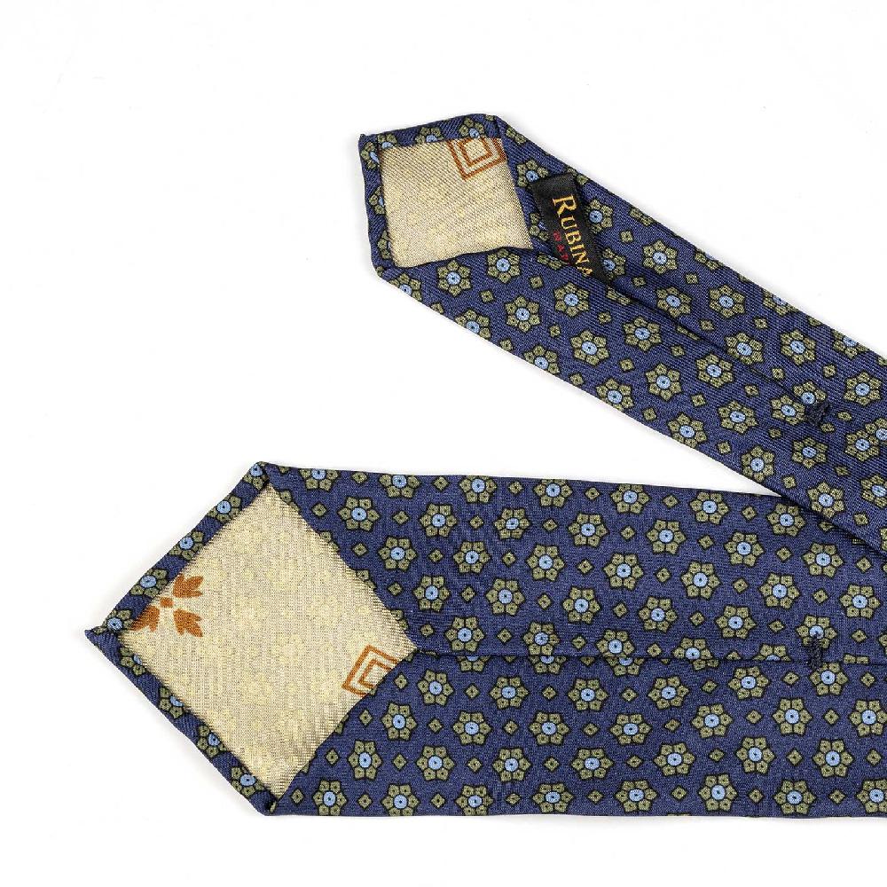 Rubinacci Cravatta in twill di seta con stampa floreale blu Offerta settimanale