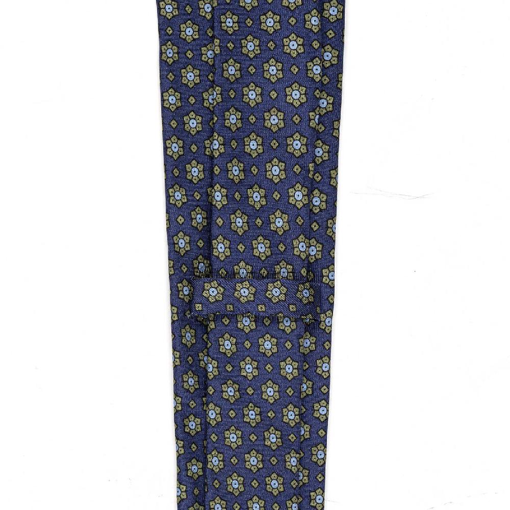 Rubinacci Cravatta in twill di seta con stampa floreale blu Offerta settimanale