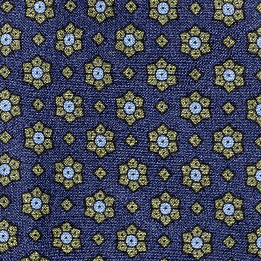 Rubinacci Cravatta in twill di seta con stampa floreale blu Offerta settimanale