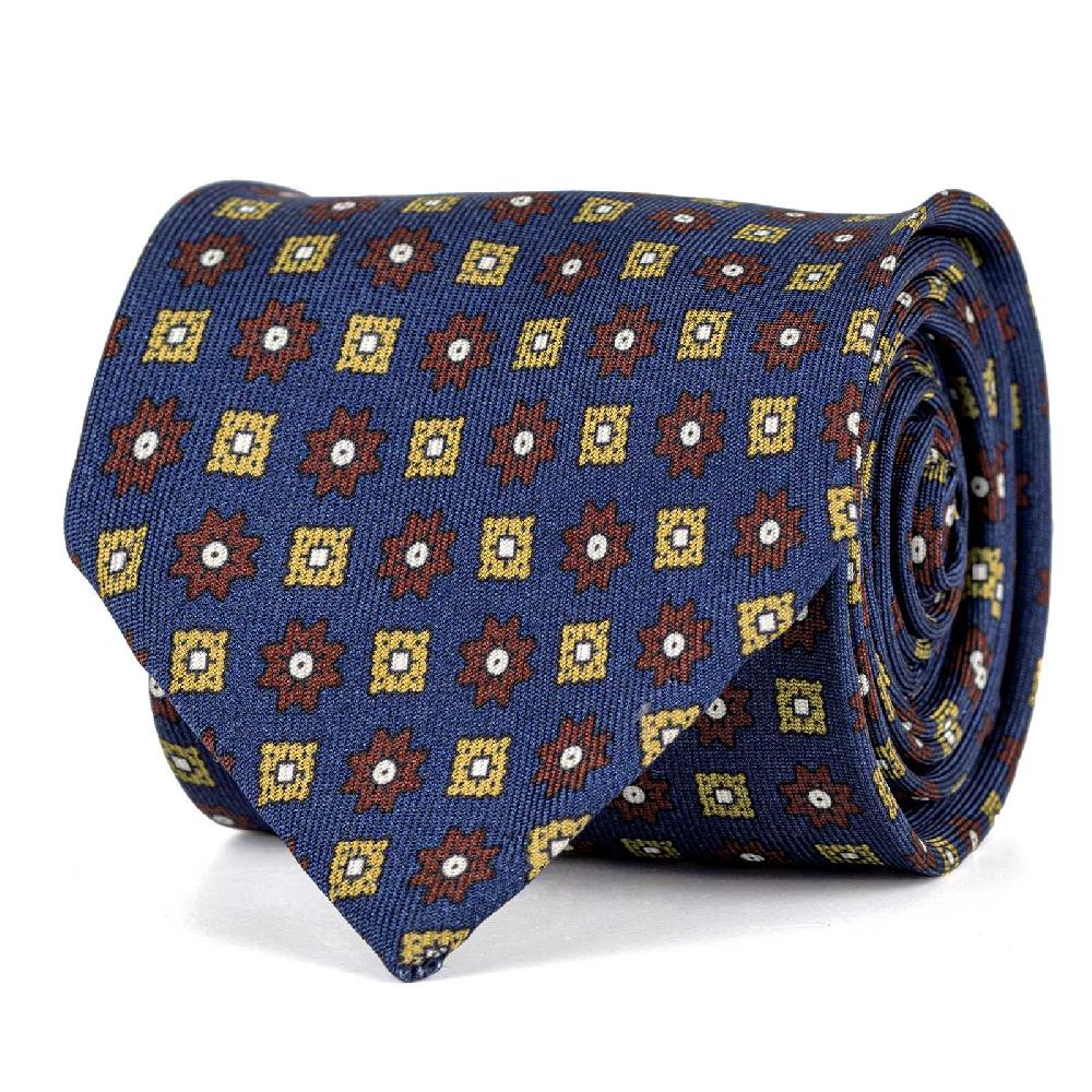 Rubinacci Cravatta in twill di seta con stampa floreale bluette Ritorno libero