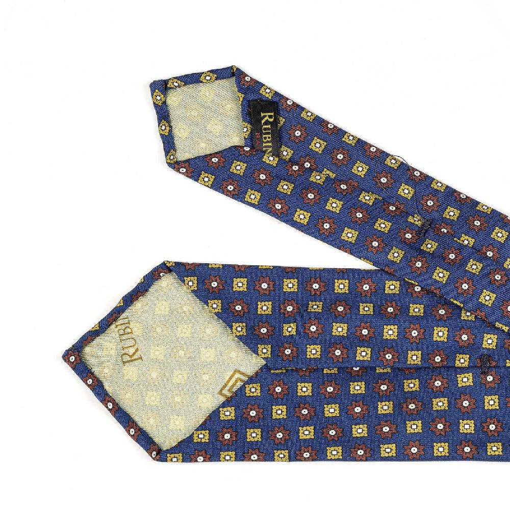 Rubinacci Cravatta in twill di seta con stampa floreale bluette Ritorno libero