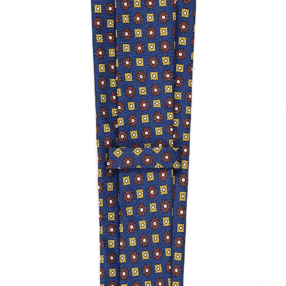 Rubinacci Cravatta in twill di seta con stampa floreale bluette Ritorno libero