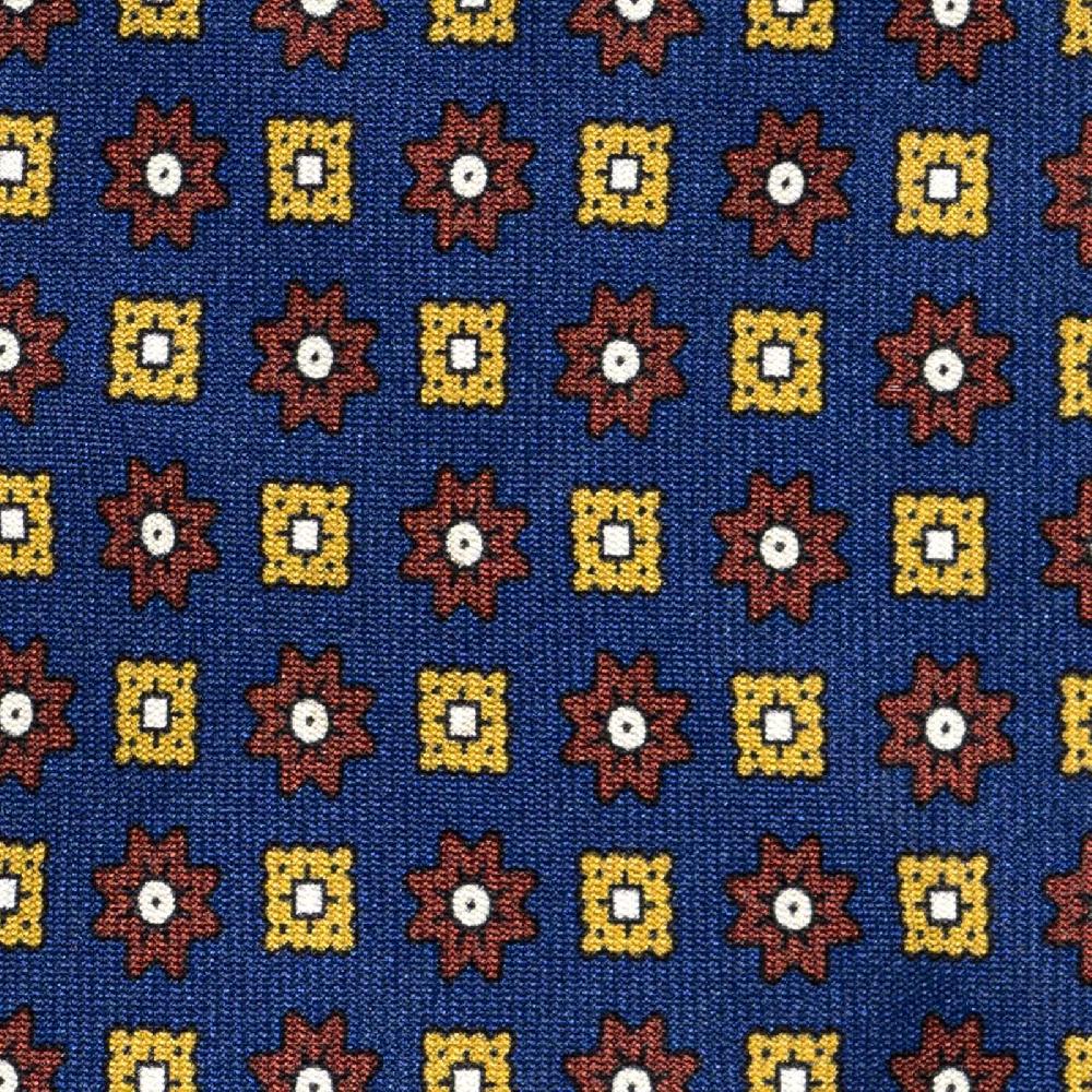 Rubinacci Cravatta in twill di seta con stampa floreale bluette Ritorno libero