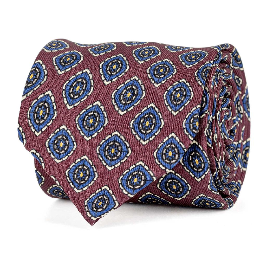 Rubinacci Cravatta in twill di seta con stampa floreale bordeaux Rilascio limitato