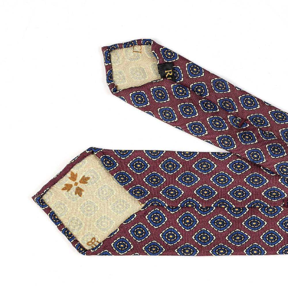 Rubinacci Cravatta in twill di seta con stampa floreale bordeaux Rilascio limitato