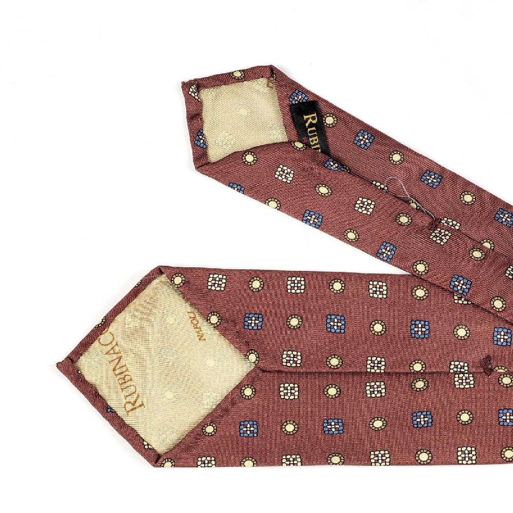 Rubinacci Cravatta in twill di seta mattone con stampa floreale Ultimi due giorni