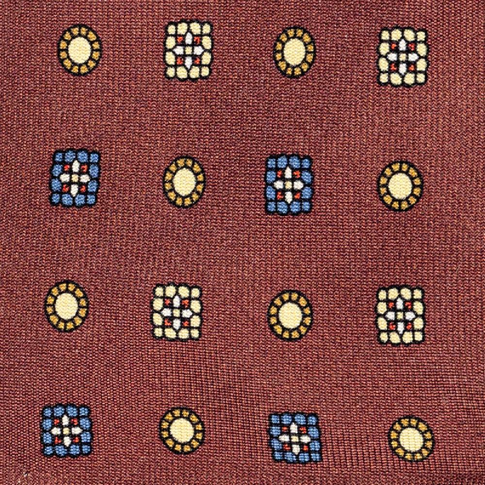 Rubinacci Cravatta in twill di seta mattone con stampa floreale Ultimi due giorni