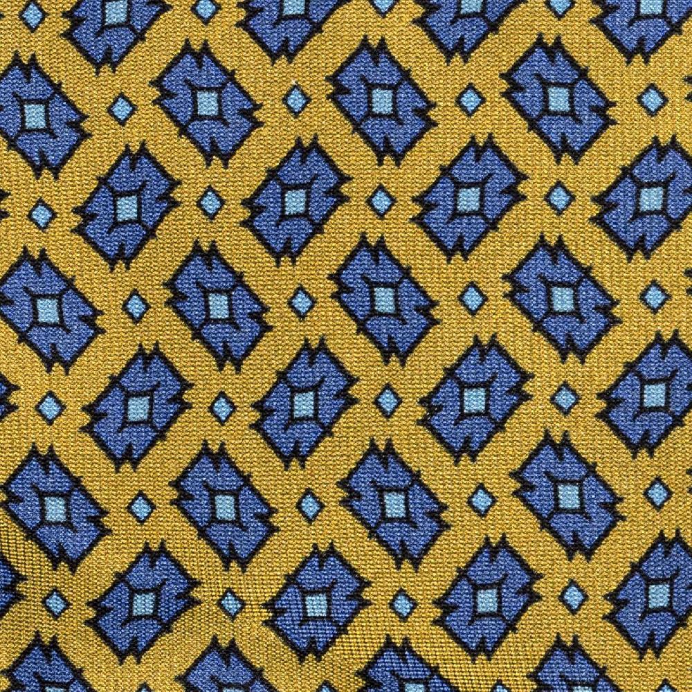 Rubinacci Cravatta in twill di seta gialla con stampa geometrica Ultimo giorno
