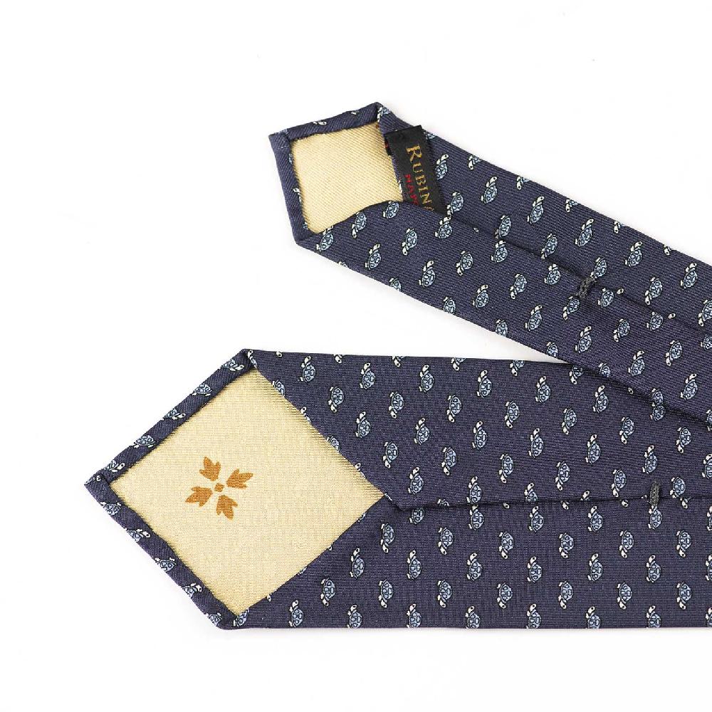 Rubinacci Cravatta in twill di seta con stampa tartaruga azzurra Promozione temporanea