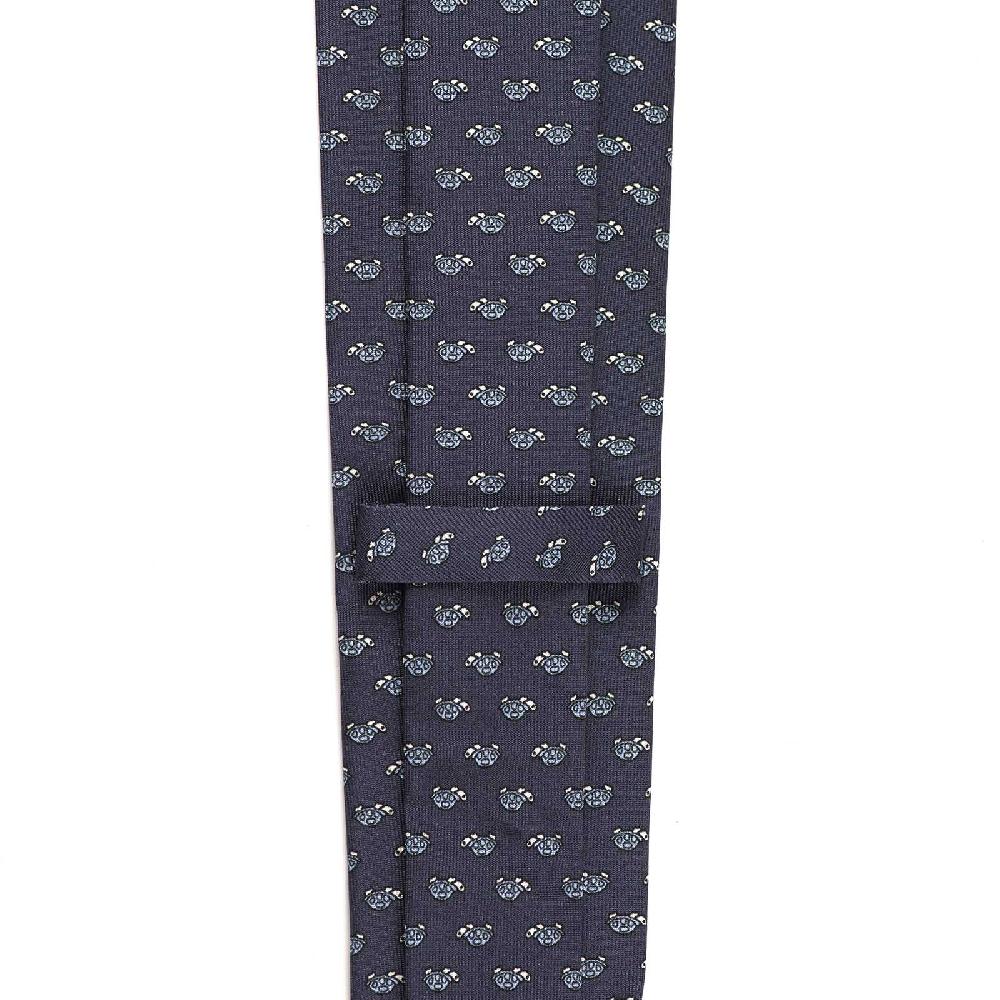 Rubinacci Cravatta in twill di seta con stampa tartaruga azzurra Promozione temporanea