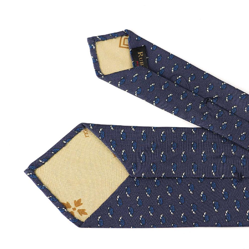 Rubinacci Cravatta in twill di seta con stampa tartaruga blu Fino al 50% di sconto