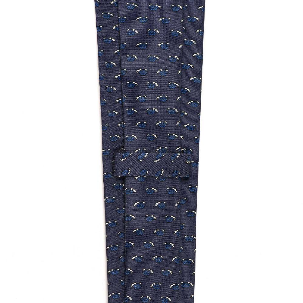 Rubinacci Cravatta in twill di seta con stampa tartaruga blu Fino al 50% di sconto