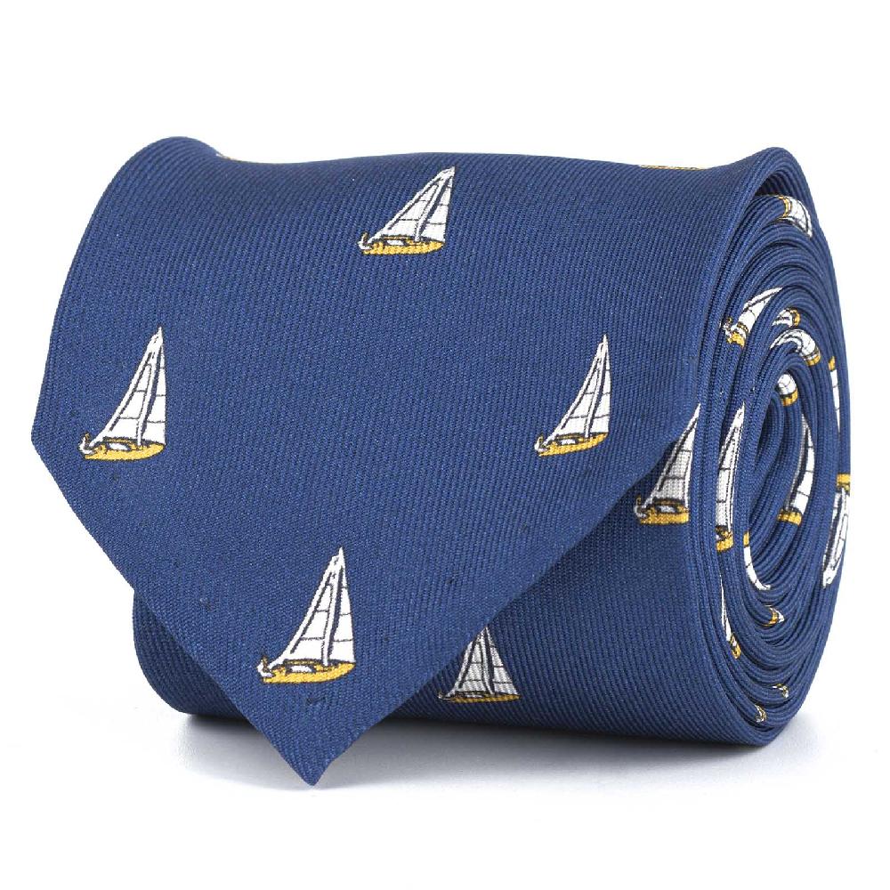 Rubinacci Cravatta in twill di seta con stampa vela gialla