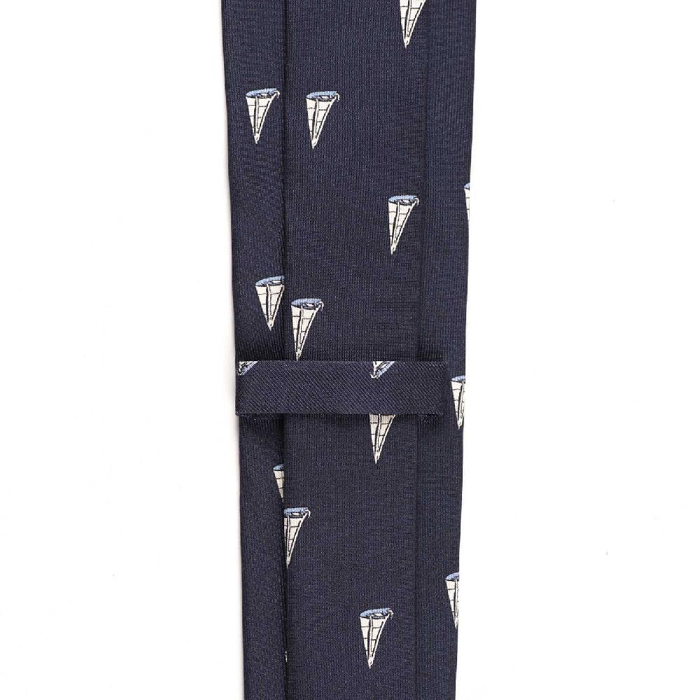 Rubinacci Cravatta in twill di seta con stampa vela azzurra Offerta speciale della fabbrica
