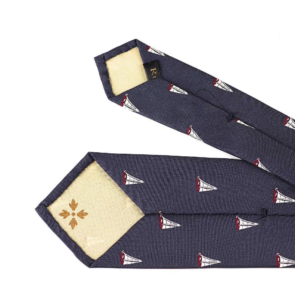 Rubinacci Cravatta in twill di seta con stampa vela rossa Sostegno trimestrale