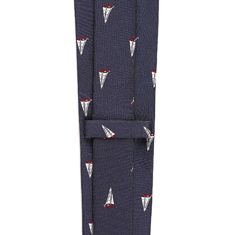 Rubinacci Cravatta in twill di seta con stampa vela rossa Sostegno trimestrale