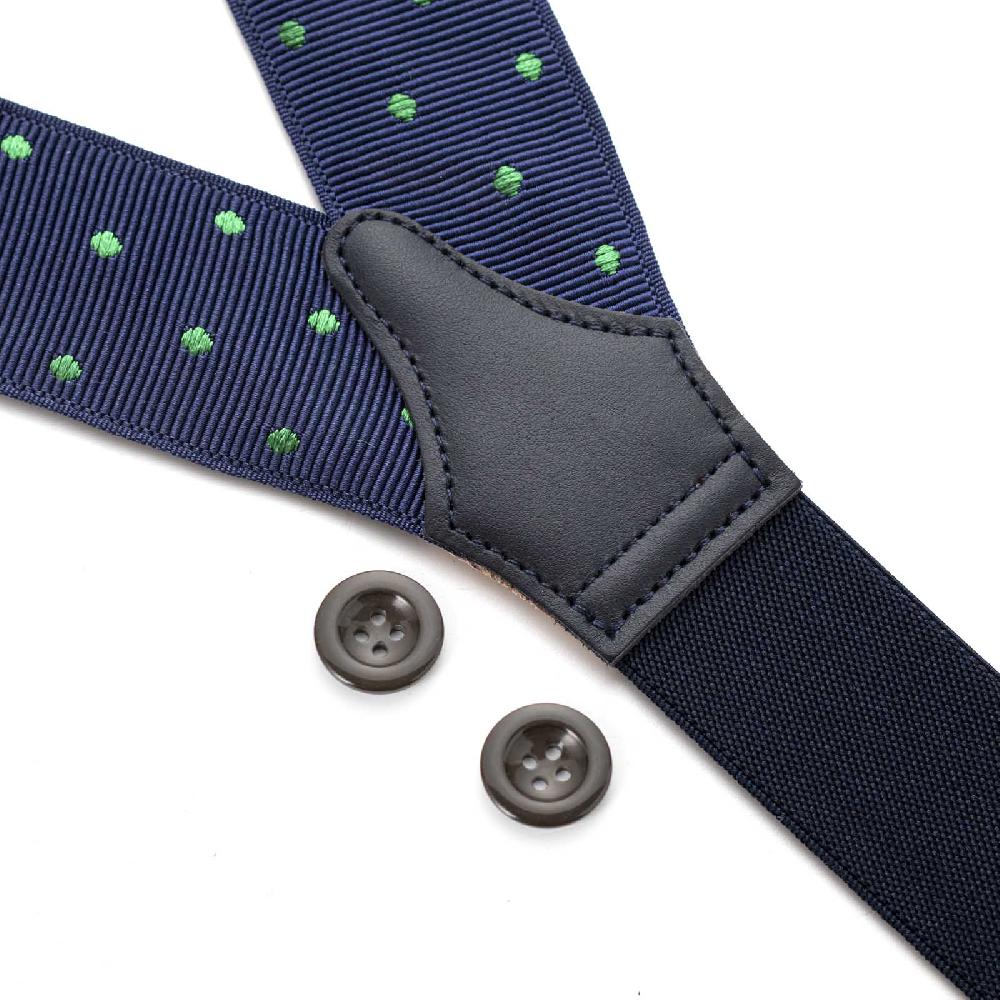 Rubinacci Bretelle blu a pois verde Presa