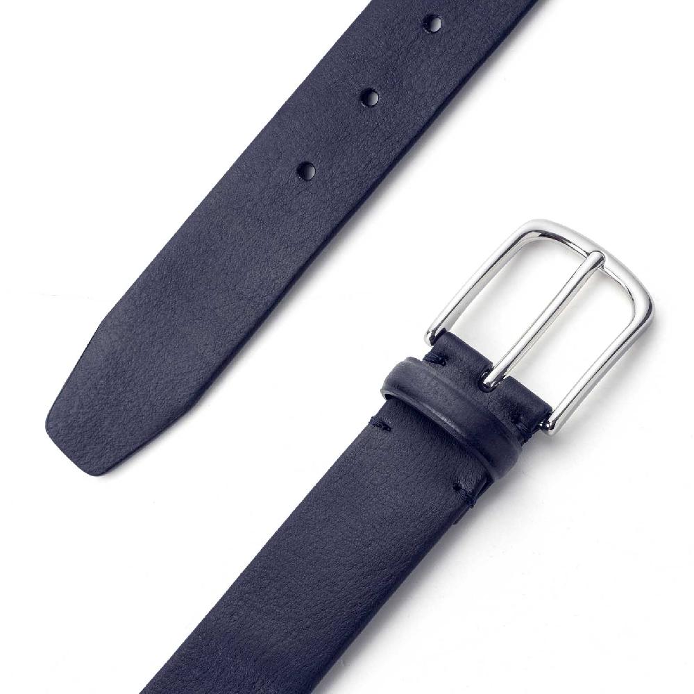 Rubinacci Cintura tubolare in pelle blu In Vendita