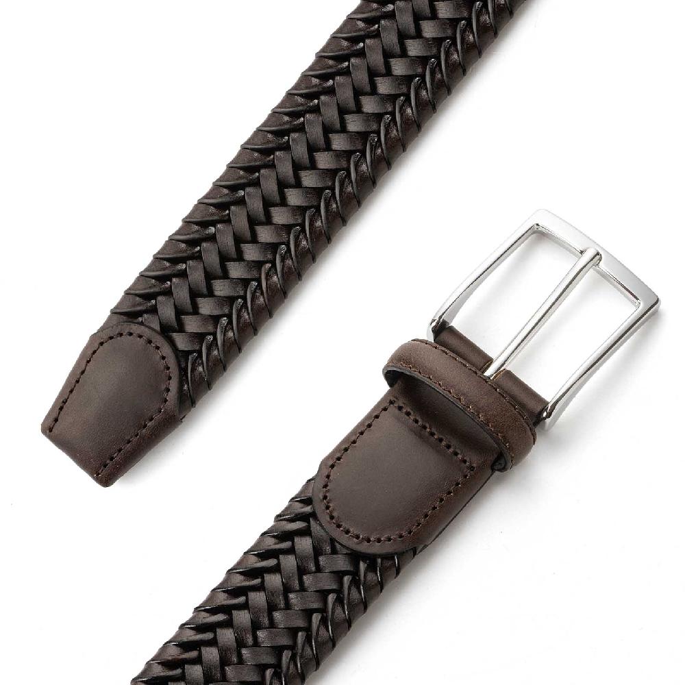 Rubinacci Cintura intrecciata cuoio bruciato Saldi Di Fabbrica