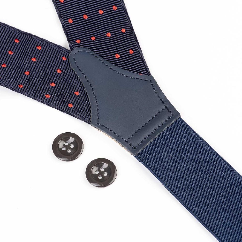 Rubinacci Bretelle blu a pois rosso Spedizione gratuita