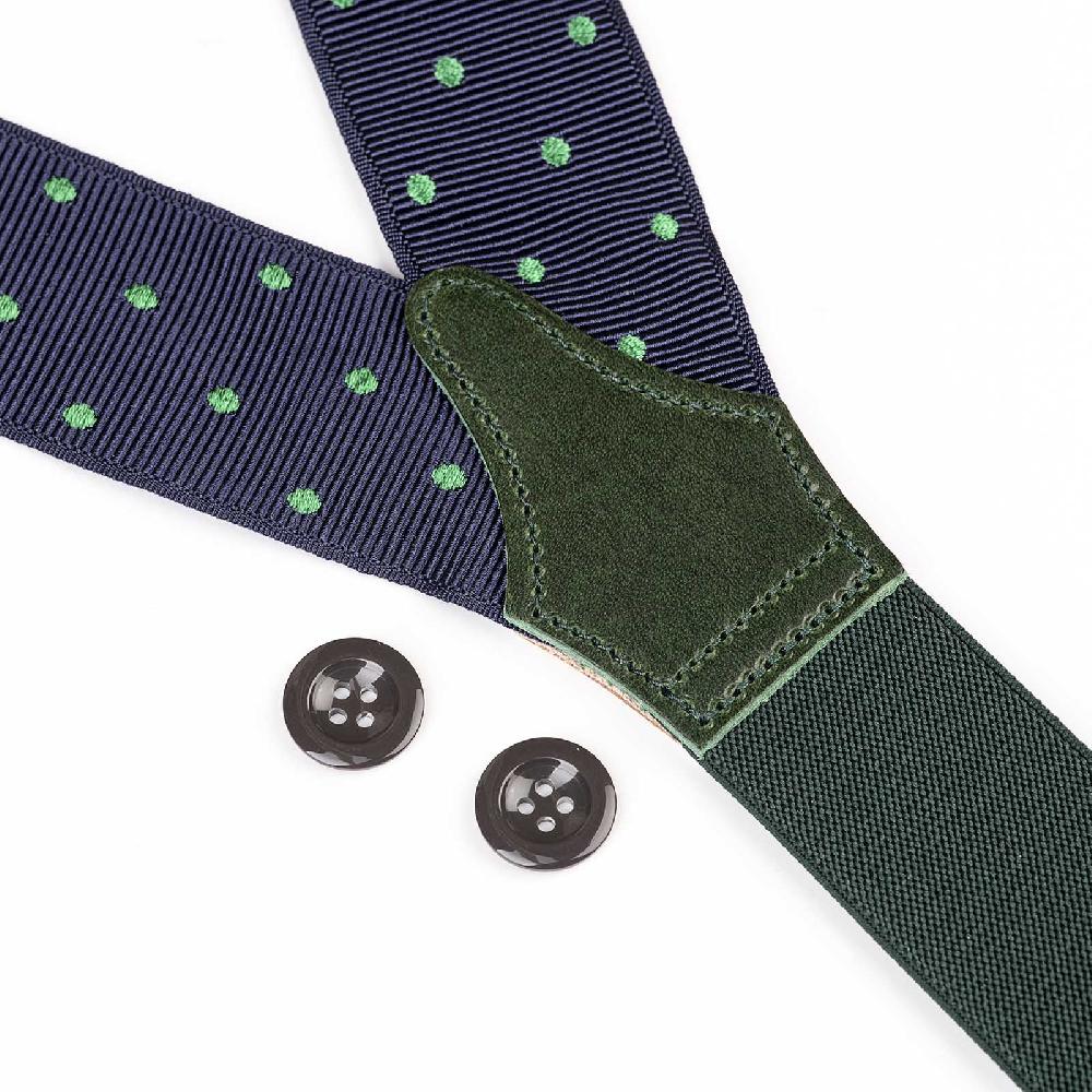 Rubinacci Bretelle blu a pois verde Offerta speciale