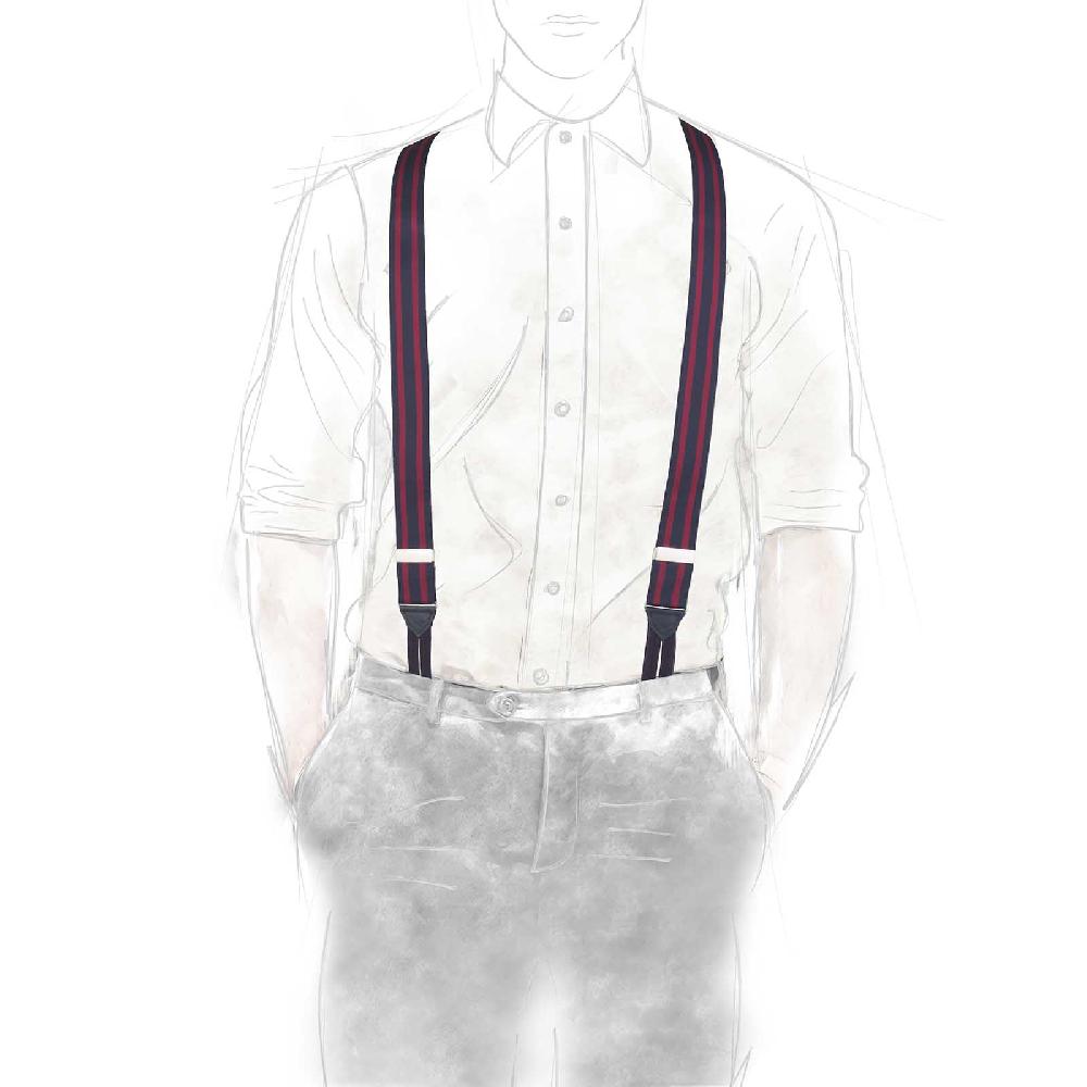 Rubinacci Bretelle rigate blu e bordeaux Grande vendita