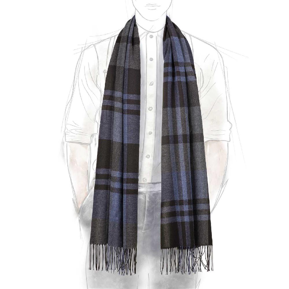 Rubinacci Sciarpa tartan blu Online Outlet
