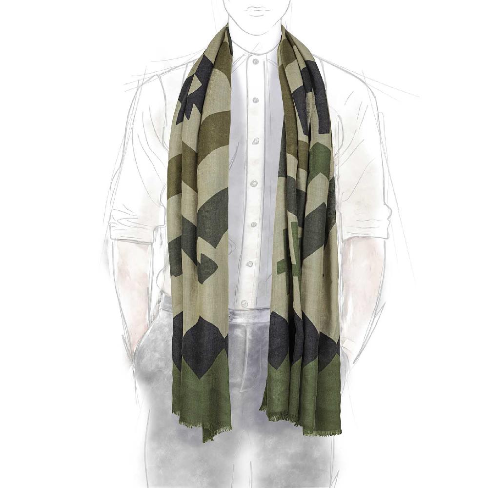 Rubinacci Sciarpa konia verde militare Prezzo basso