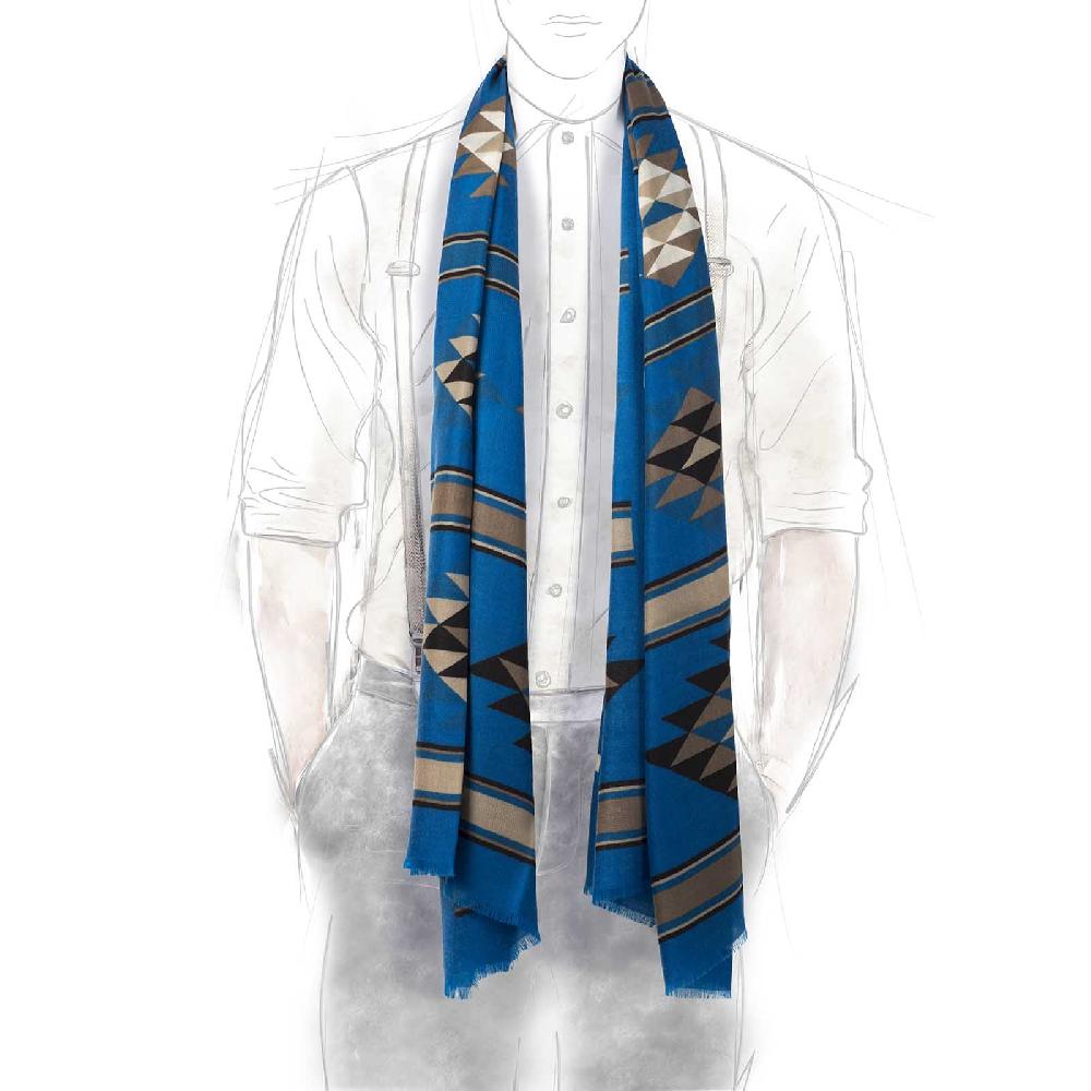 Rubinacci Sciarpa geometrico bluette Fino al 60% di sconto