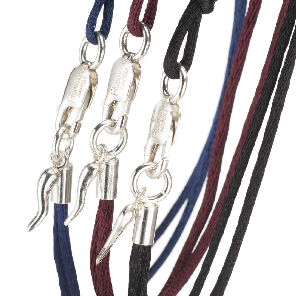 Rubinacci Braccialetto ruby in seta blu Black Friday Prezzi