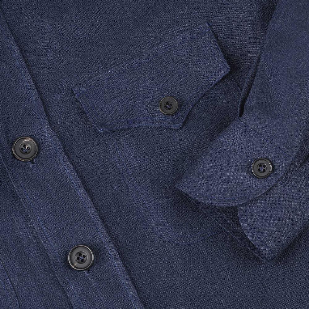 Rubinacci Sahariana in lino blu Sostegno trimestrale