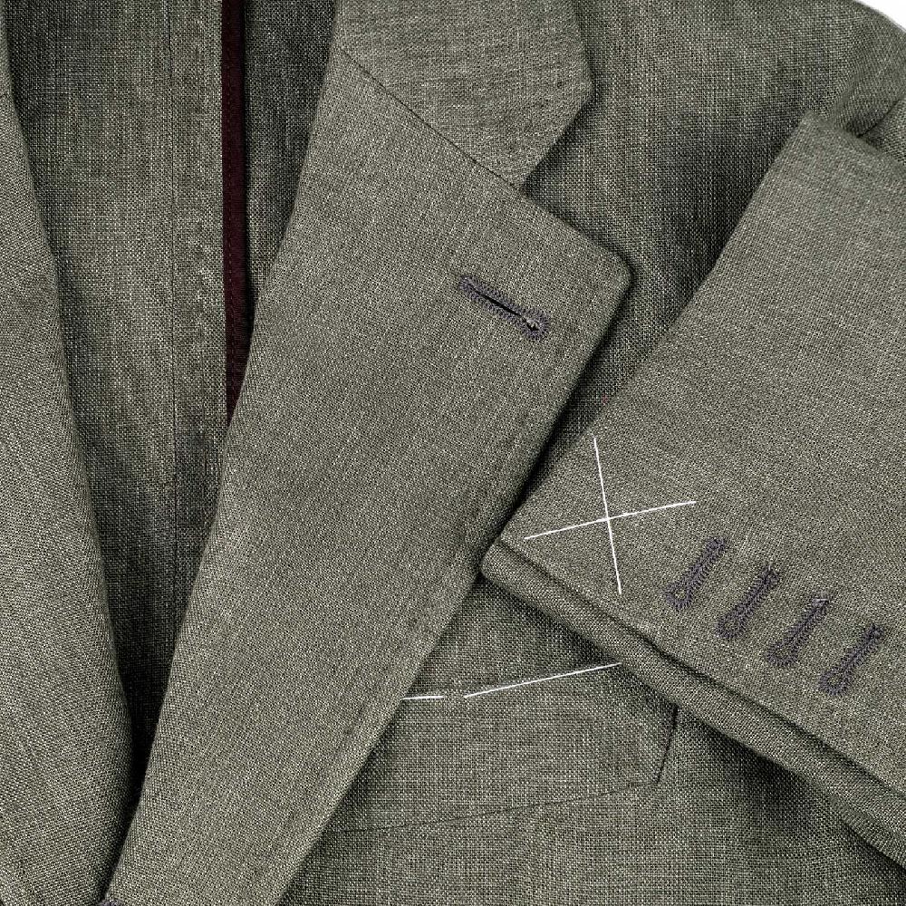 Rubinacci Giacca in lino verde militare Super sconto