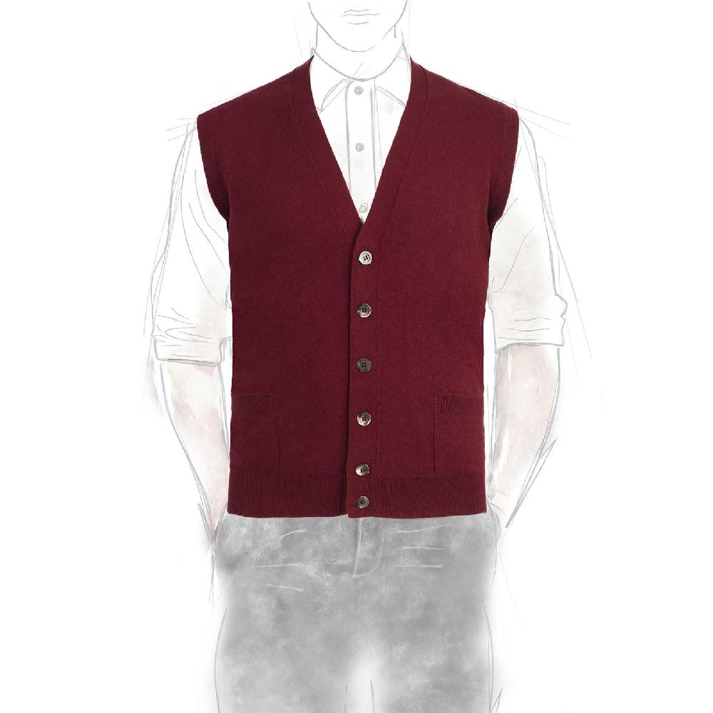 Rubinacci Gilet in cashmere bordeaux chiaro In Linea