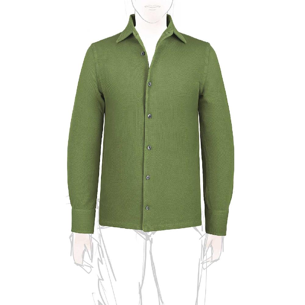 Rubinacci Camicia in piquet oliva