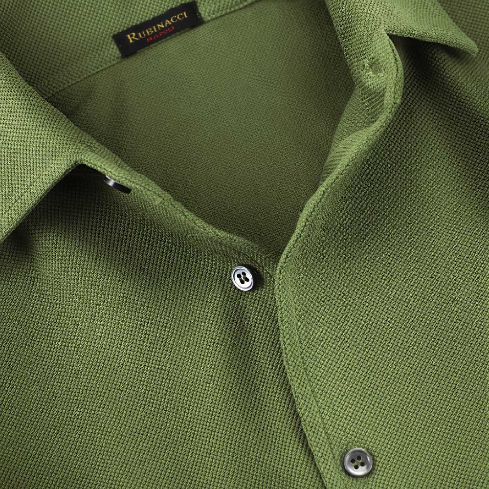Rubinacci Camicia in piquet oliva Consegna Veloce