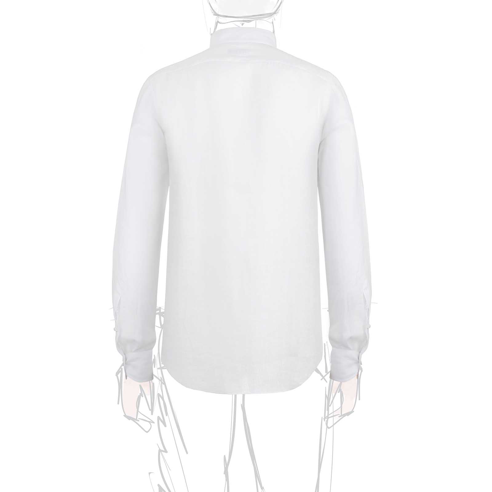 Rubinacci Camicia guru in lino bianco Fino Al -60%
