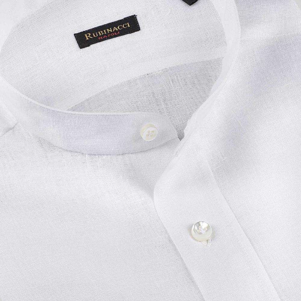 Rubinacci Camicia guru in lino bianco Fino Al -60%