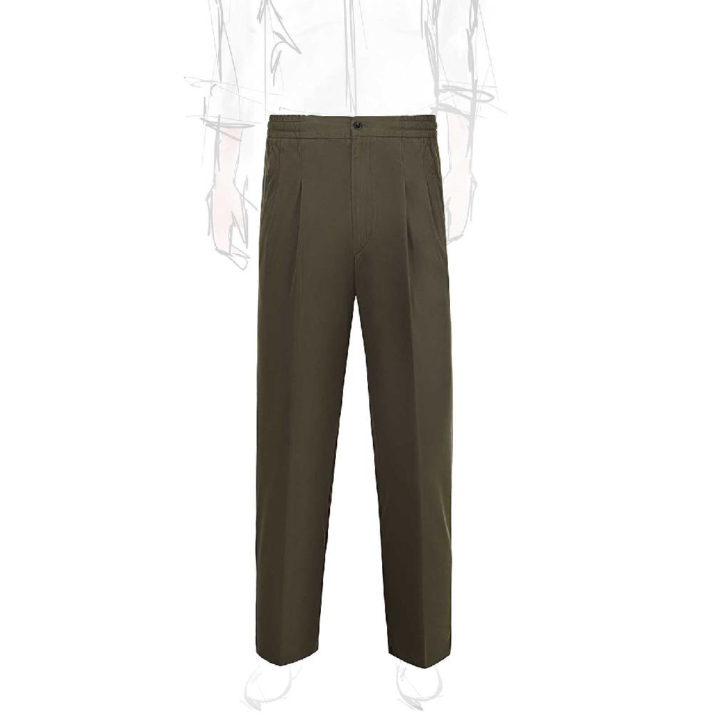 Rubinacci Pantalone leisure in cotone verde militare