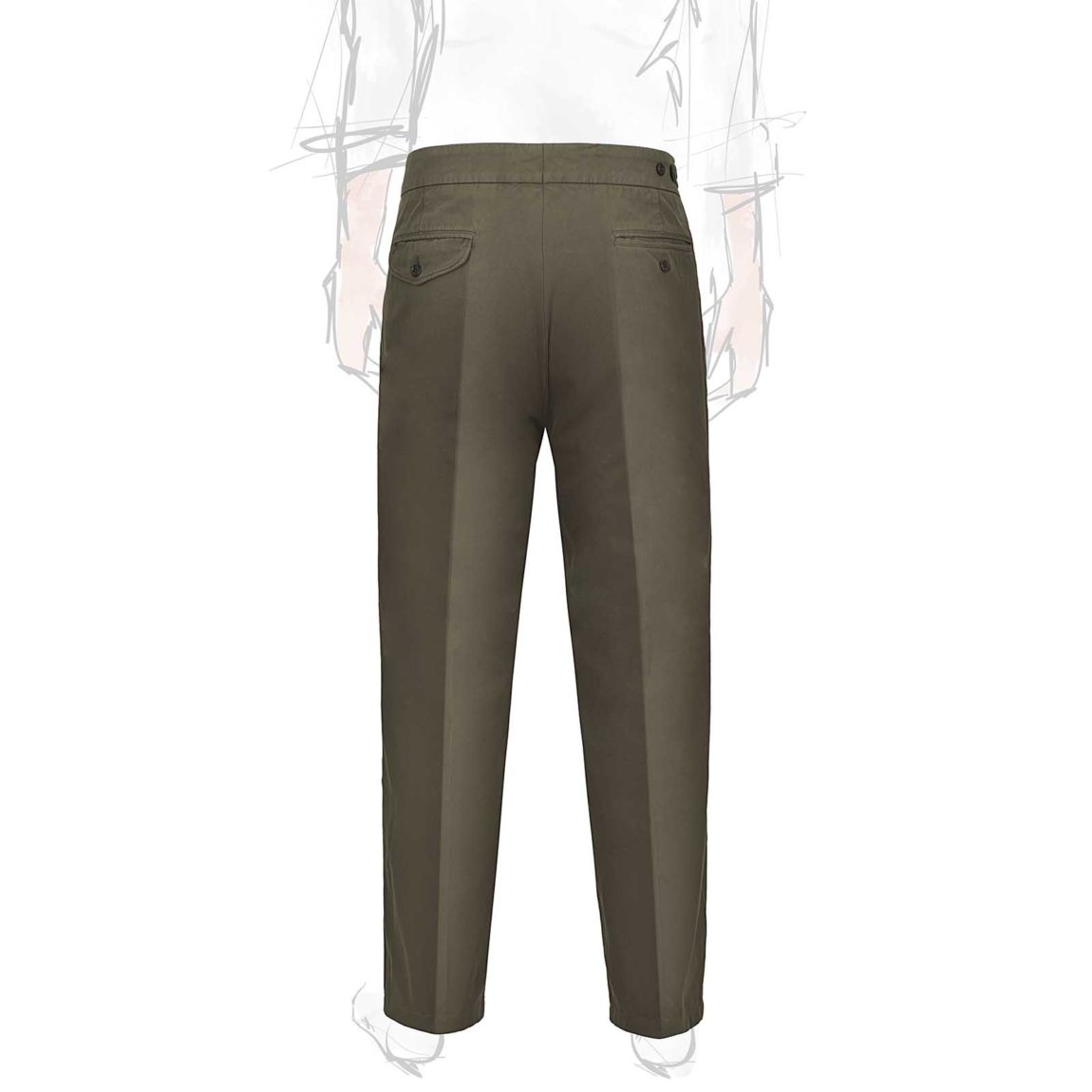 Rubinacci Pantalone genny in cotone verde militare Negozio online di fabbrica