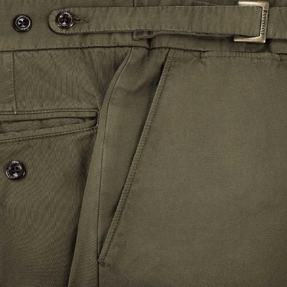 Rubinacci Pantalone genny in cotone verde militare Negozio online di fabbrica