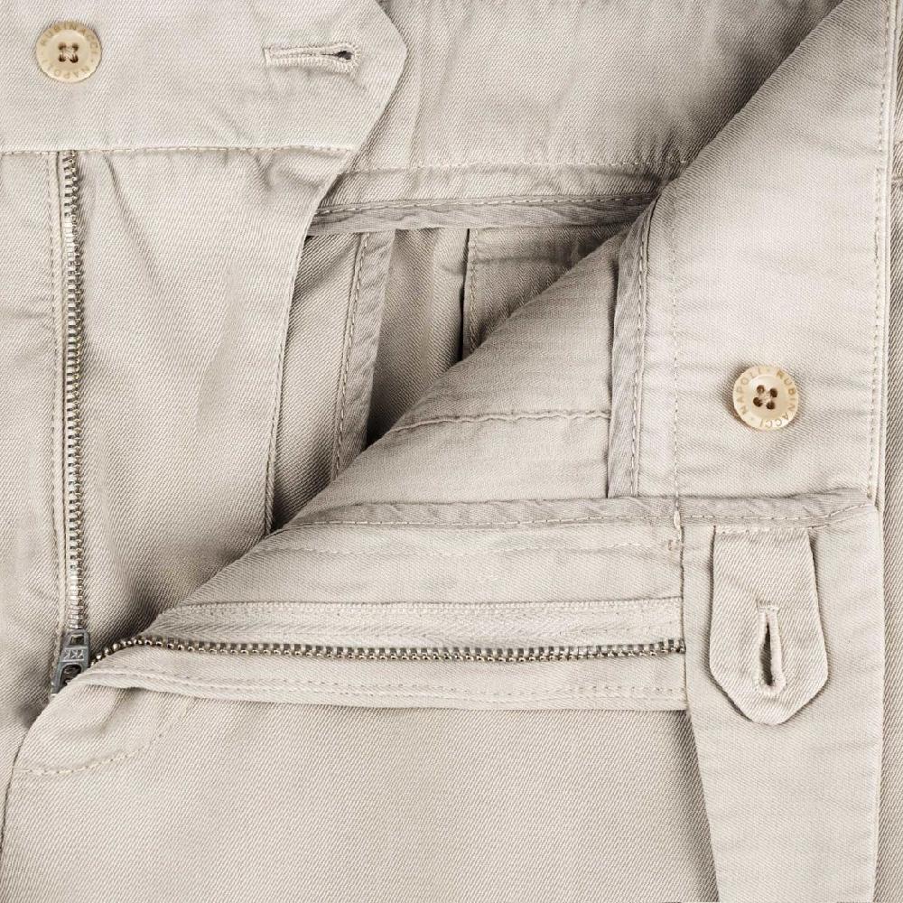 Rubinacci Pantalone genny in cotone beige Prezzo di fabbrica