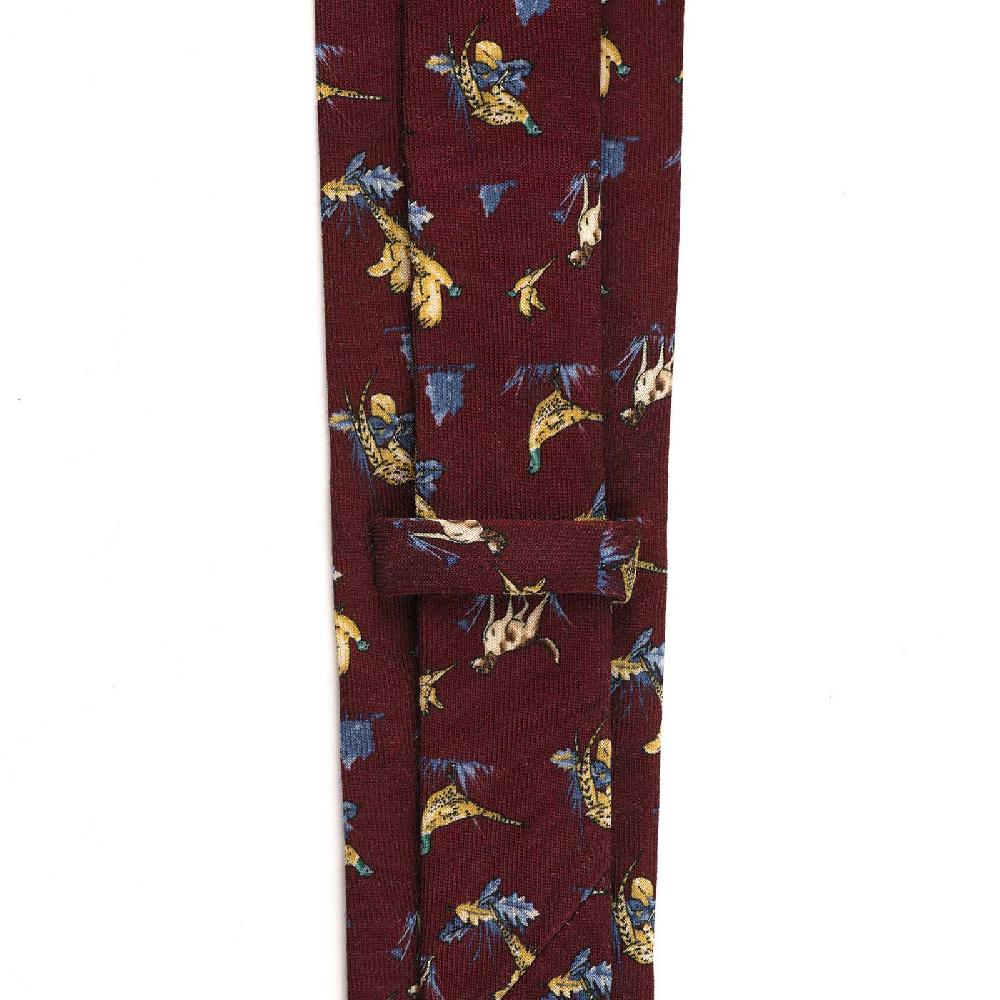 Rubinacci Cravatta in twill di lana bordeaux con stampa cane Flash Sale