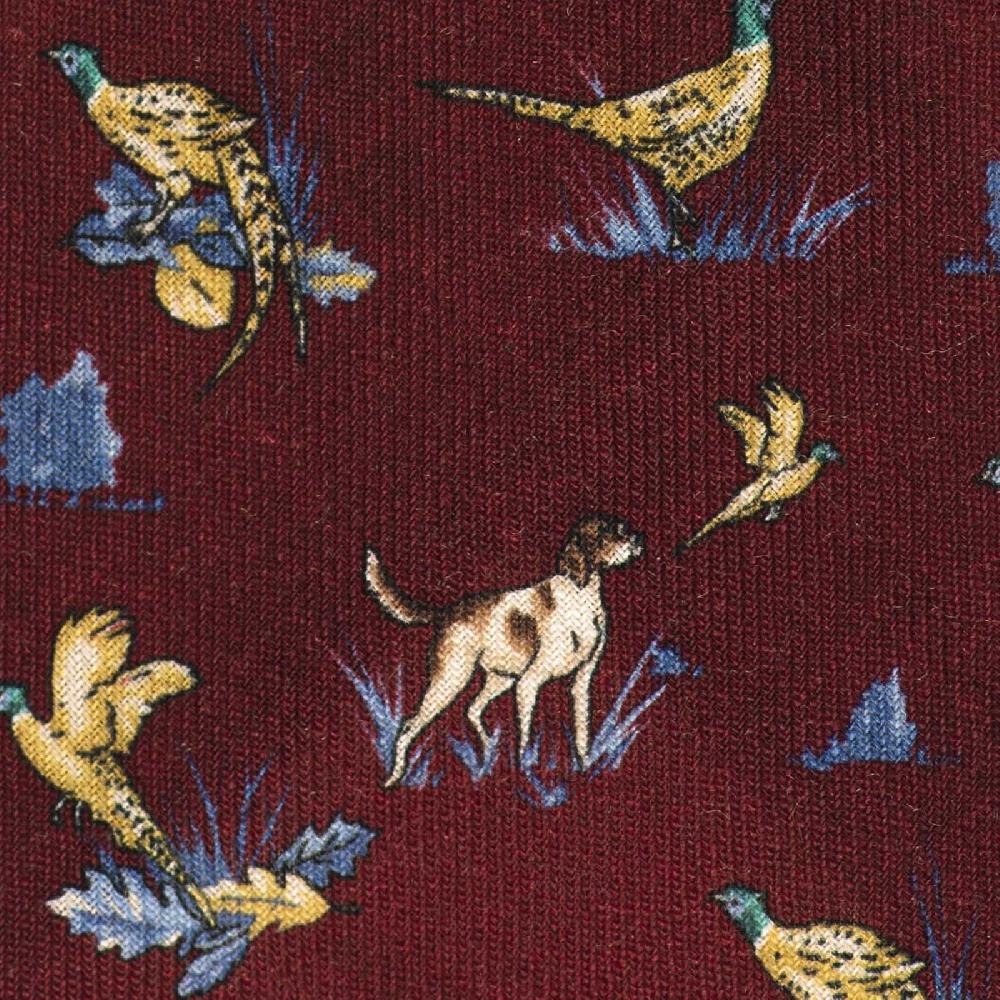 Rubinacci Cravatta in twill di lana bordeaux con stampa cane Flash Sale