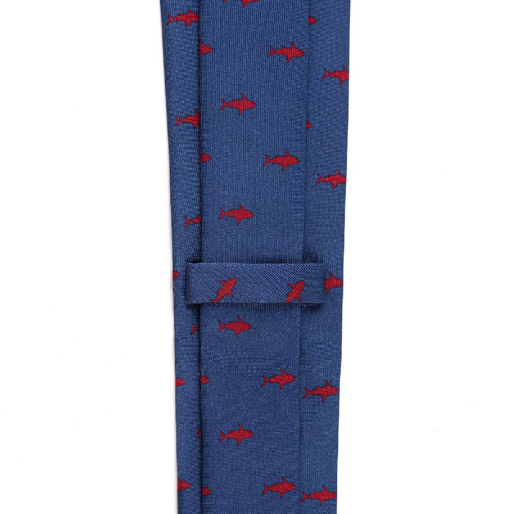 Rubinacci Cravatta in twill di seta con stampa squalo rosso Shopping online