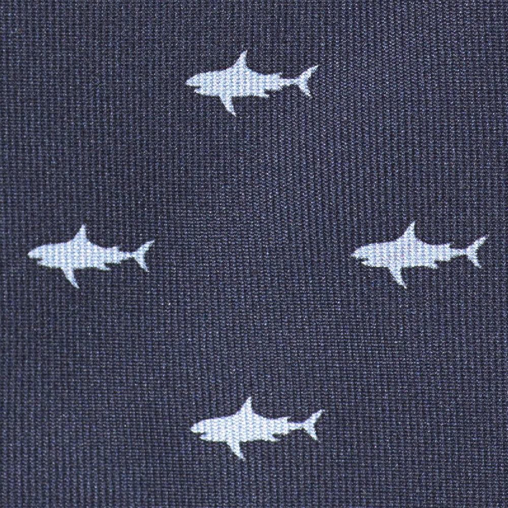 Rubinacci Cravatta in twill di seta con stampa squalo azzurro Offerta esclusiva