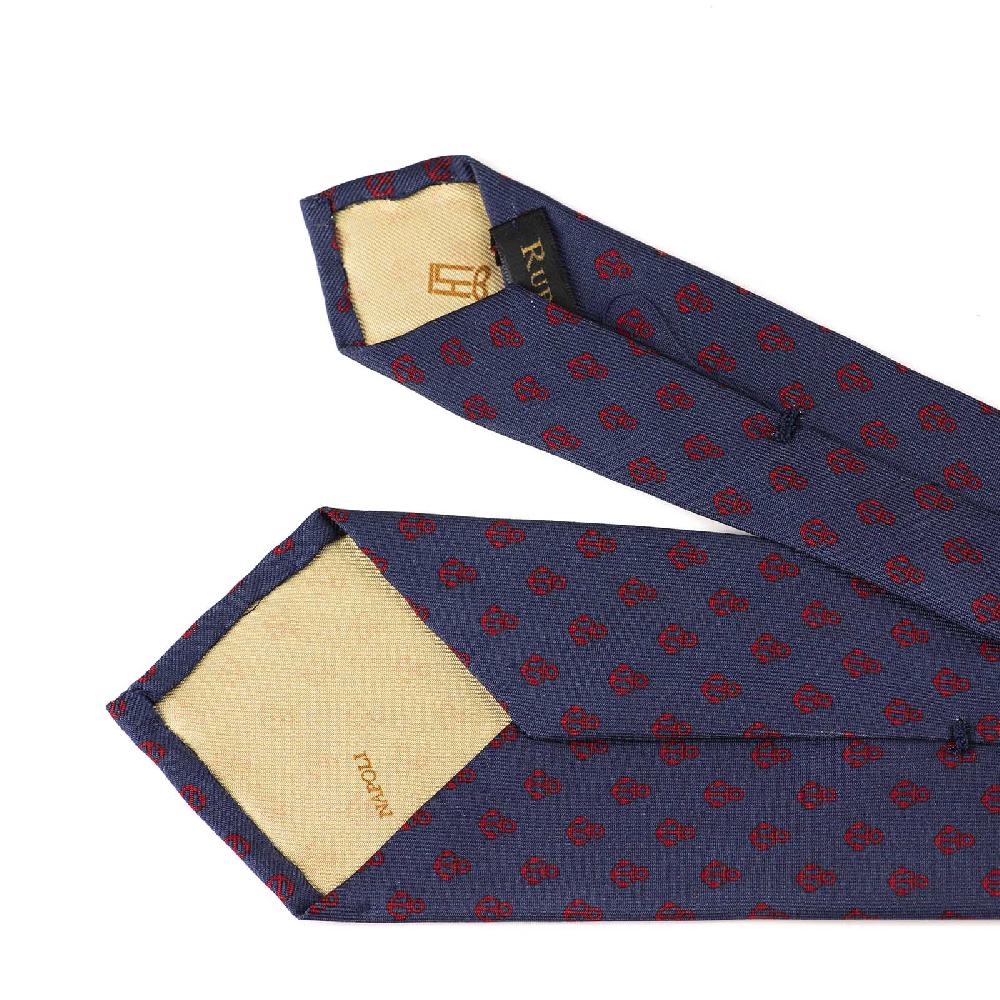Rubinacci Cravatta in twill di seta con stampa ancora rossa Black Friday