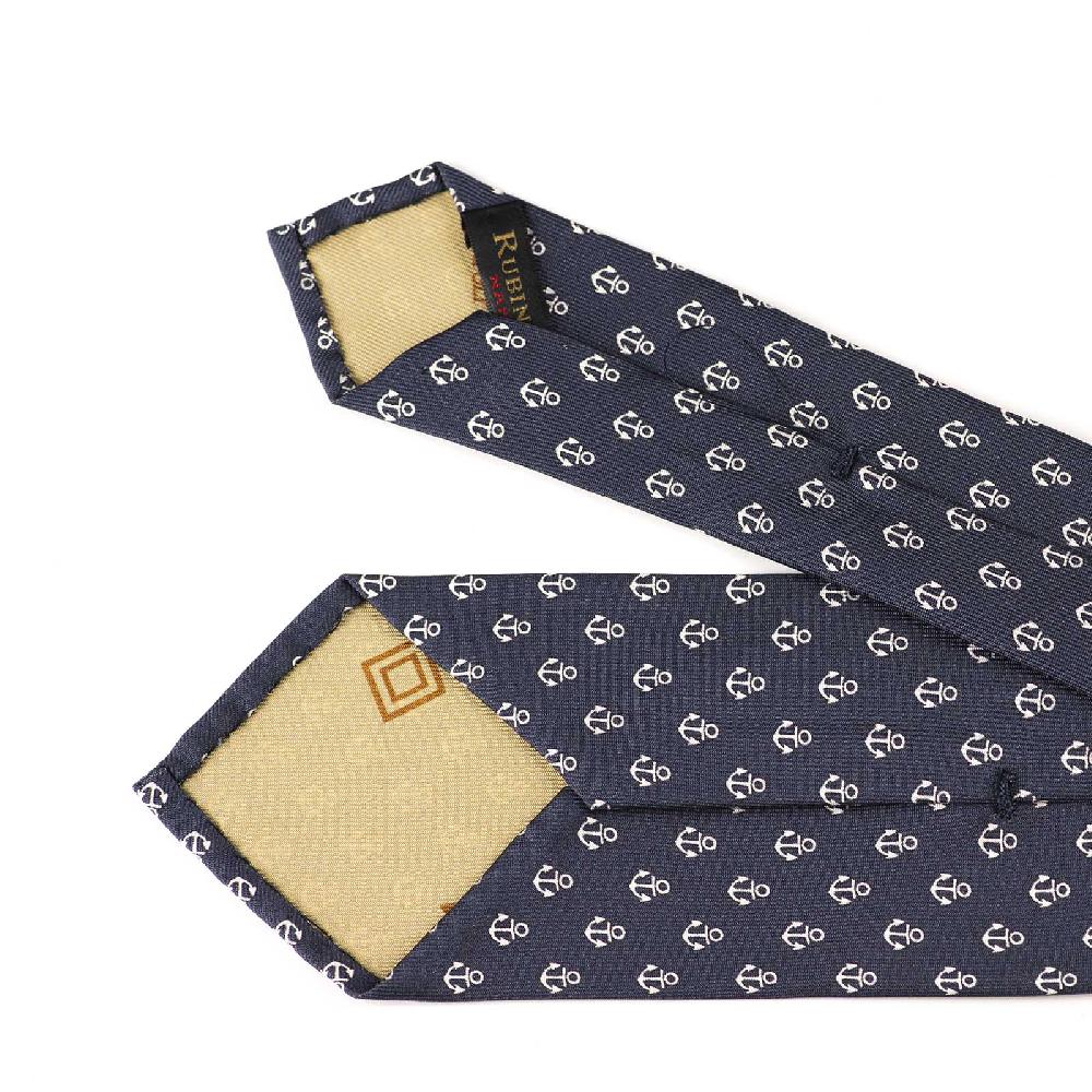 Rubinacci Cravatta in twill di seta con stampa ancora bianca Cyber Monday