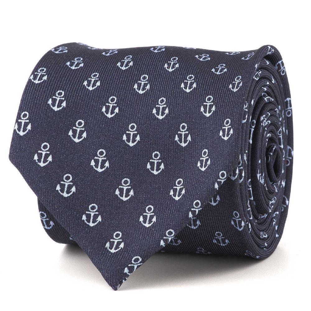 Rubinacci Cravatta in twill di seta con stampa ancora azzurra