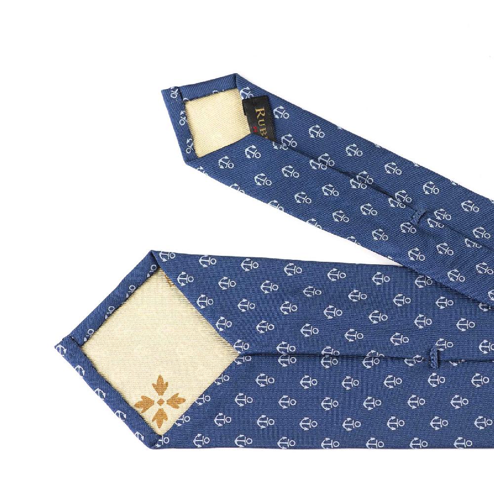Rubinacci Cravatta in twill di seta con stampa ancora celeste Offerta Pasqua