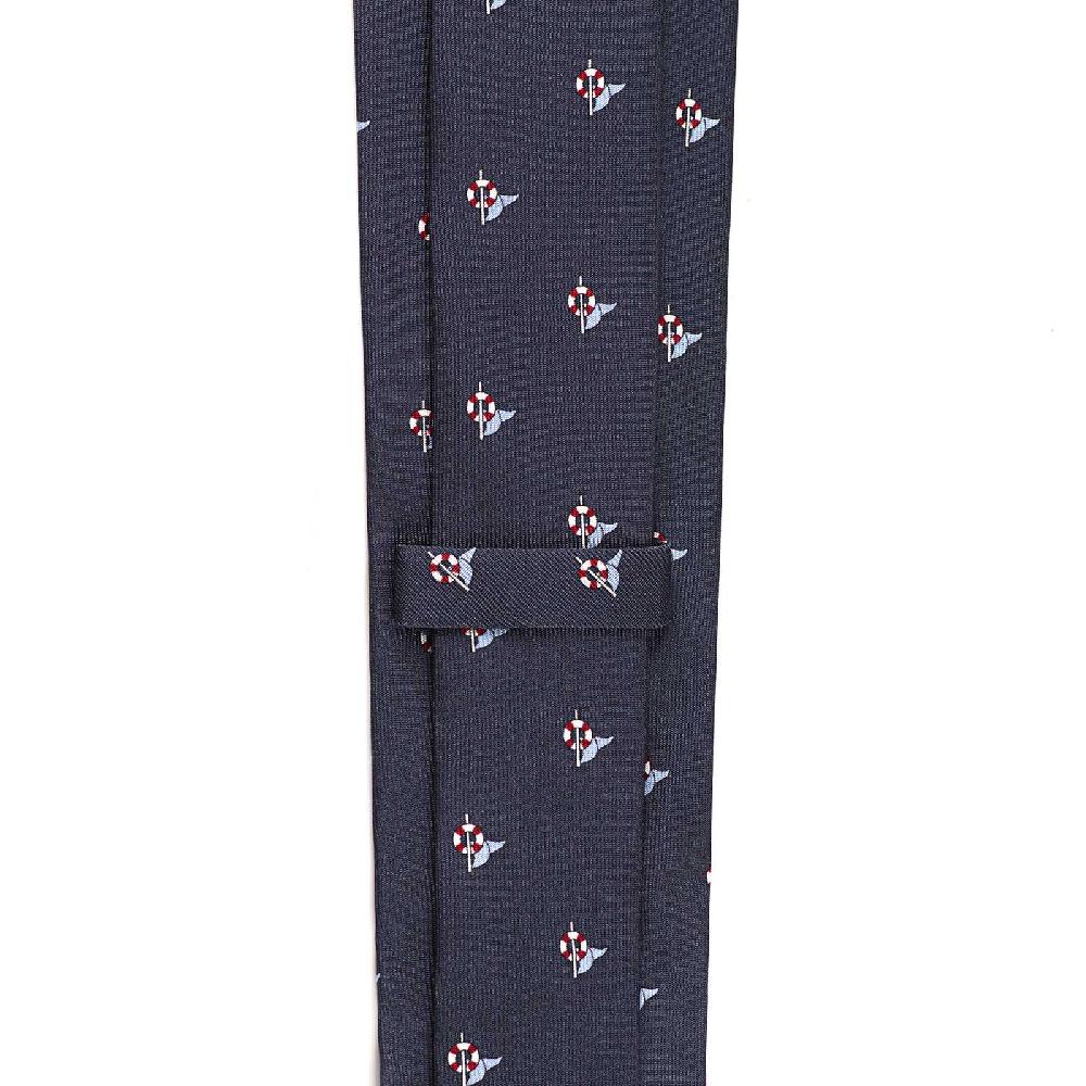 Rubinacci Cravatta in twill di seta blu con stampa delfino Offerta San Valentino